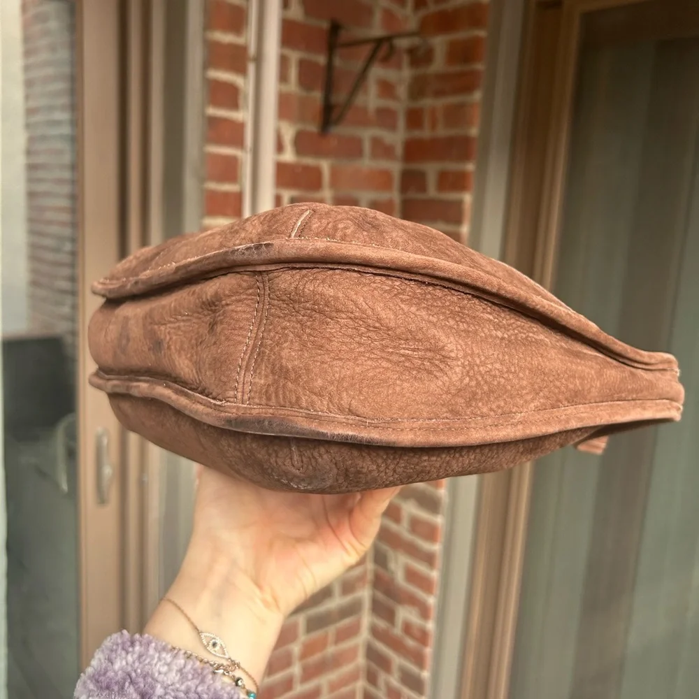 Vintage couch nubuck ergo 4395 mahogany brown leather shoulder hobo bag retro - Picture 8 of 16